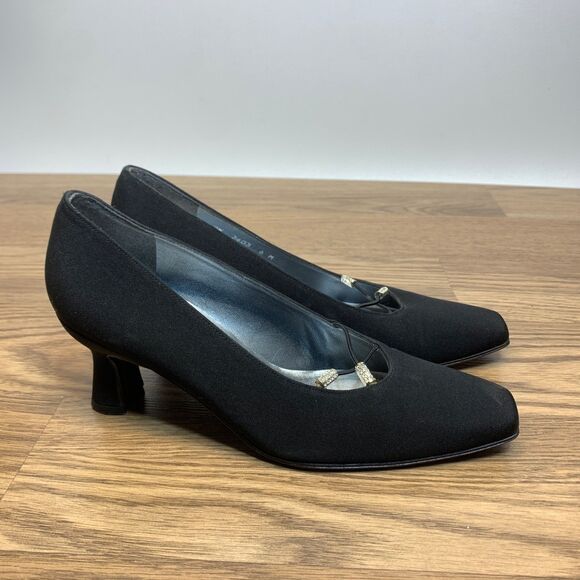 STUART WEITZMAN Womens Size 6M Fabric Pumps Shoes Heel Black - Picture 1 of 10